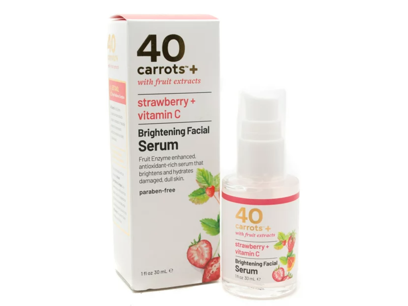 40 Carrots+ Brightening Facial Serum, Strawberry + Vitamin C, 1 fl oz/30 mL