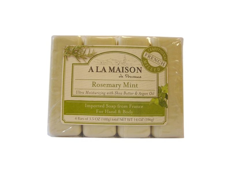 A La Maison Bar Soap, Rosemary Mint, 3.5 oz/100 g, 4 count