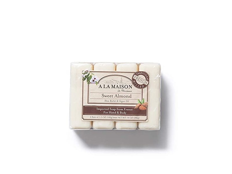 A La Maison Bar Soap, Sweet Almond, 14 oz/396 g, 4 Count