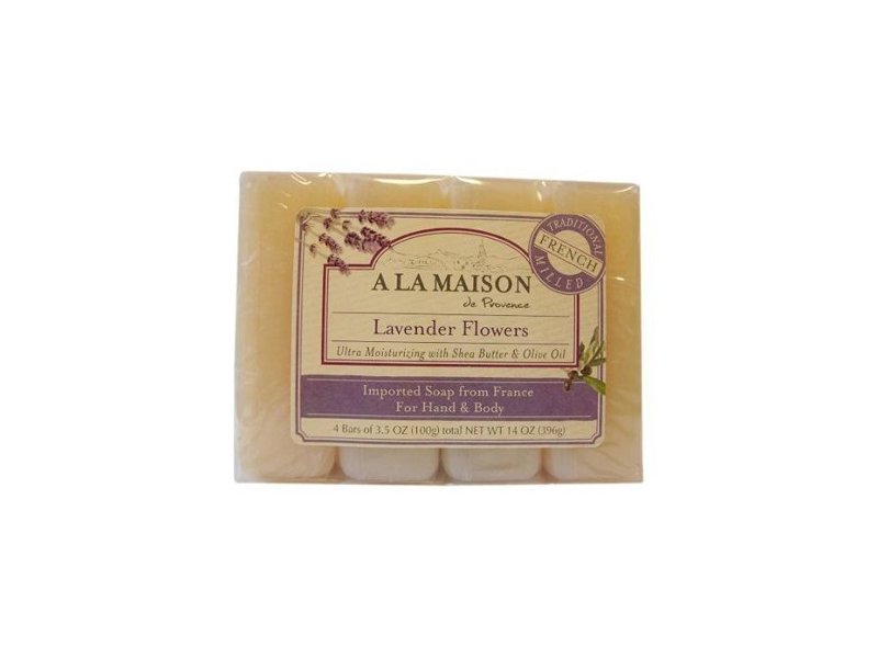 A La Maison De Provence Bar Soap, Lavender Flowers, 3.5 oz/100 g, 4 Bars