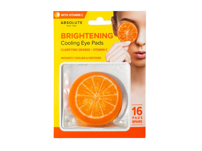 Absolute New york Brightening Cooling Eye Pads, clarifying Orange + Vitamin C, 16 Count
