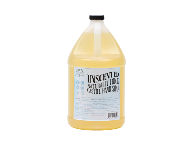 Adams Handmade Soap Naturally Thick Castile Hand Soap, 128 fl oz/3.78 L