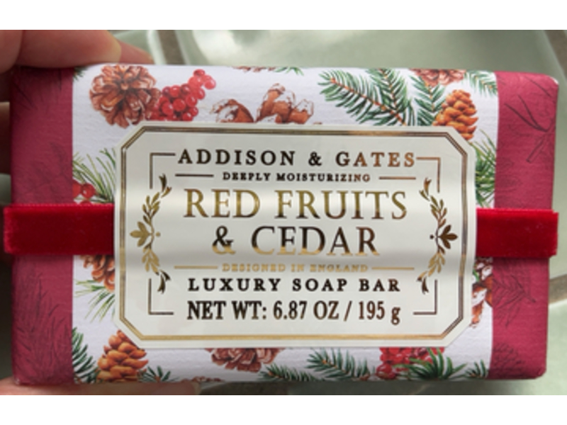 Addison & Gates Luxury Soap Bar, Red Fruits & Cedar, 6.87 oz/195 g