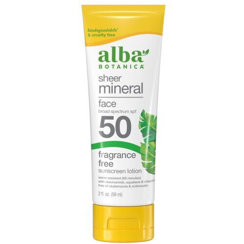 Sunscreen For Face, Fragrance-free Sheer Mineral Face Sunscreen Lotion, Broad Spectrum SPF 50