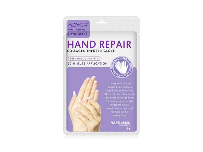 Aliver Anti Aging Hand Mask Collagen Infused Gloves, 0.63 oz/18 g