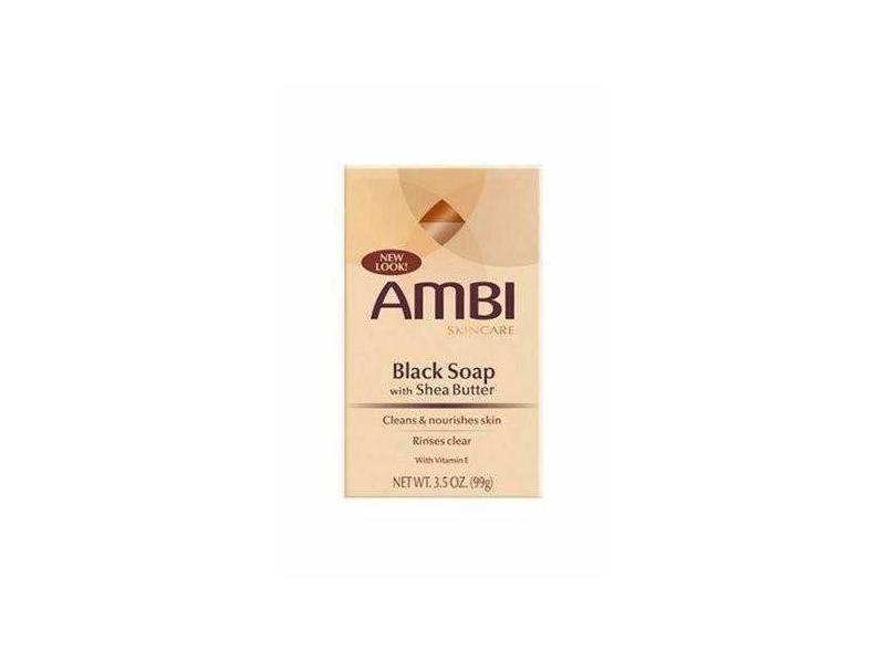 Ambi Black Soap Cleansing Bar, Shea Butter + Vitamin E, 3.5 oz/99 g
