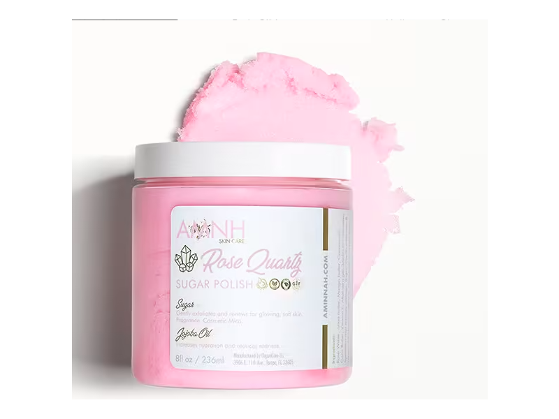 Aminnah Rose Quartz Sugar Polish, 8 fl oz/236 mL