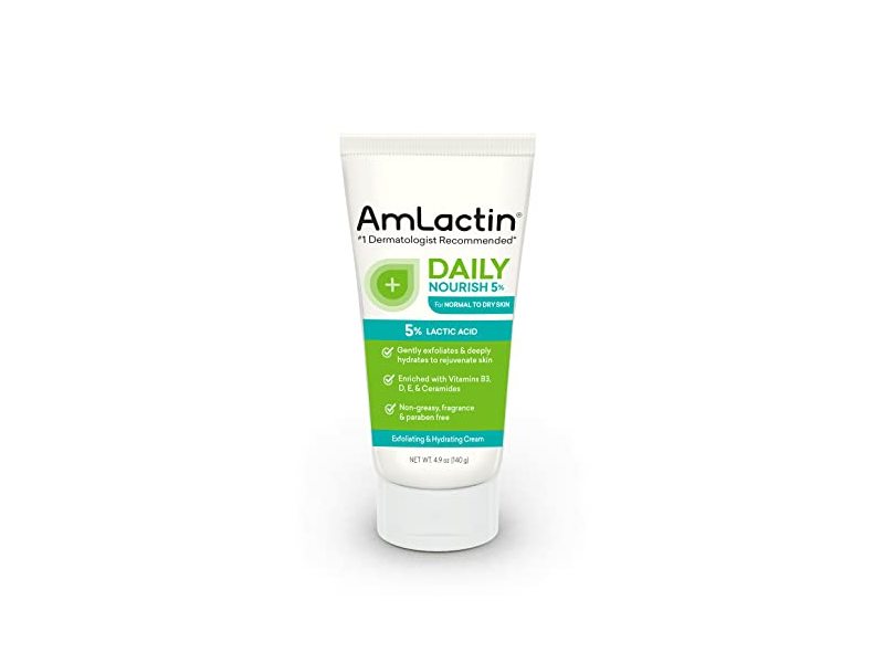 AmLactin Daily Nourish Body Cream, Exfoliating & Hydrating Cream, 4.9 oz/140 g