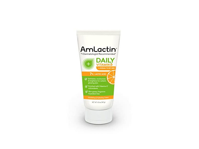 AmLactin Daily Vitamin C Exfoliating & Hydrating Cream, Lactic Acid, 4.9 oz/140 g