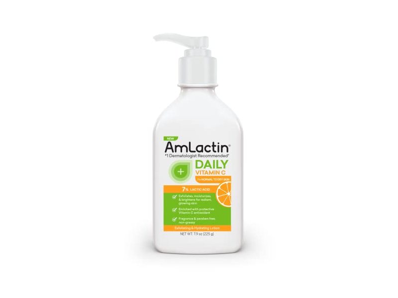 AmLactin Daily Vitamin C Exfoliating & Hydrating Lotion, 7% Lactic Acid, 7.9 oz/225 g