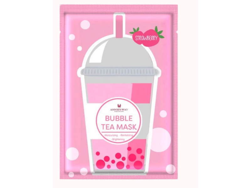 Annie's Way Bubble Tea Sheet Mask, Strawberry, 0.85 fl oz/25 mL, Pack Of 5