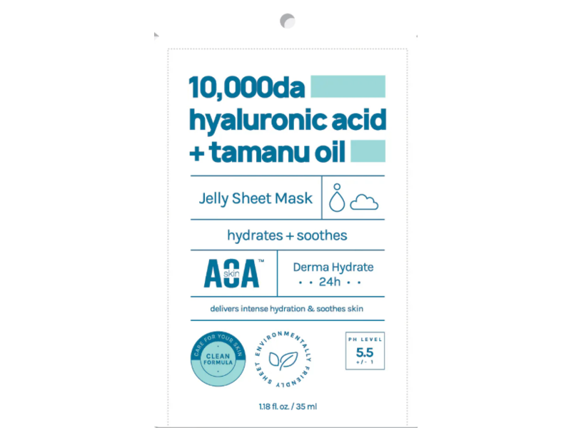 AOA Skin Jelly Sheet Mask, Hyaluronic Acid + Tamanu Oil, 1.18 fl oz/35 mL, 1 Count