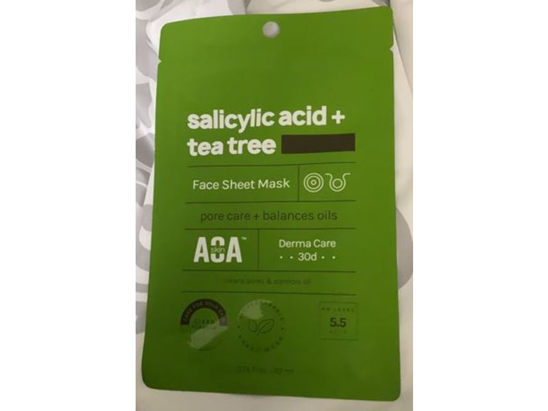 Aoa Skin Salicylic Acid + Tea Tree Face Sheet Mask, 0.74 fl oz / 22 ml