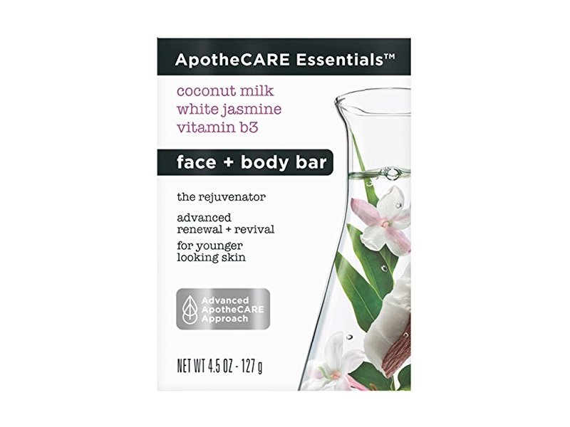 ApotheCARE Essentials The Rejuvenator Face and Body Bar Soap Coconut Milk, White Jasmine, B3 4.5 oz