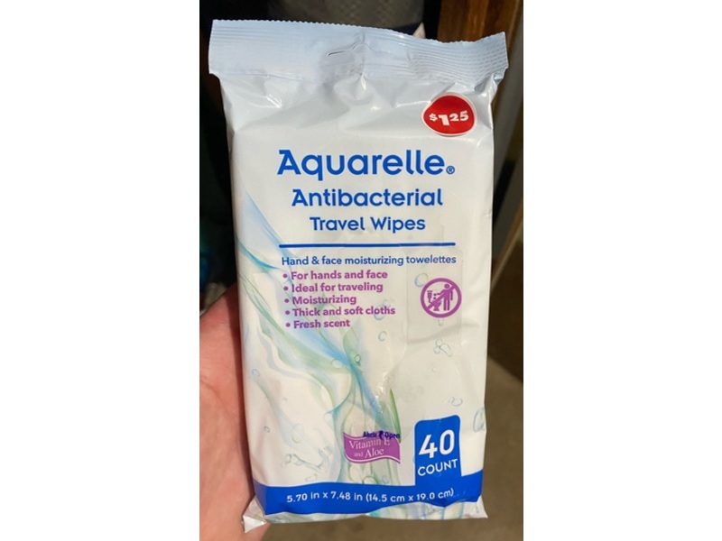 Aquarelle Antibacterial Travel Wipes, 40 Count