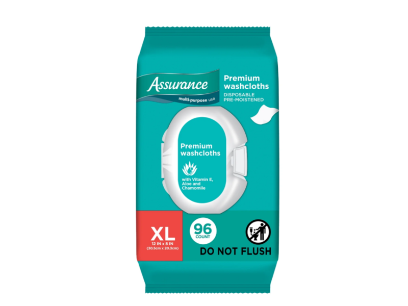 Assurance Disposable Pre - Moistened Premium Washcloths, 96 Count