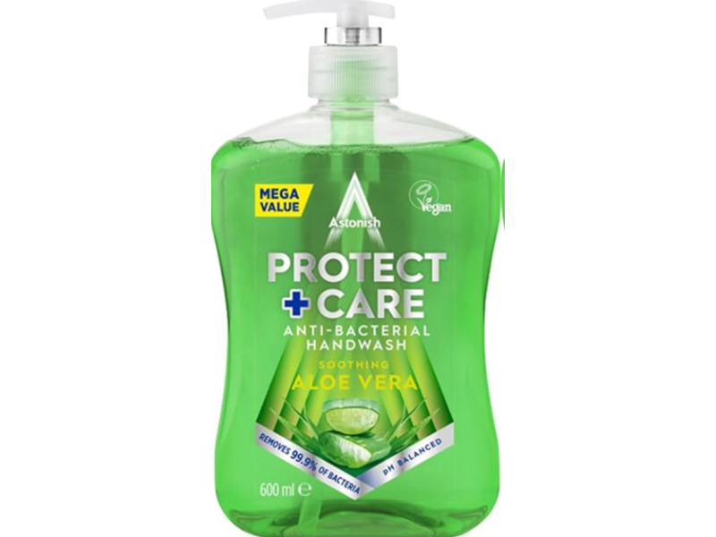 Astonish Protect + Care Anti-Bacterial Handwash, Soothing Aloe Vera, 600 mL, Pack Of 2