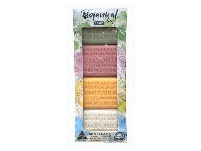 Australian Botanical Soap Goat's Milk Bars, Lemongrass, Raspberry, Melon & Shea Butter, 6.8 oz/193 g, 8 Count