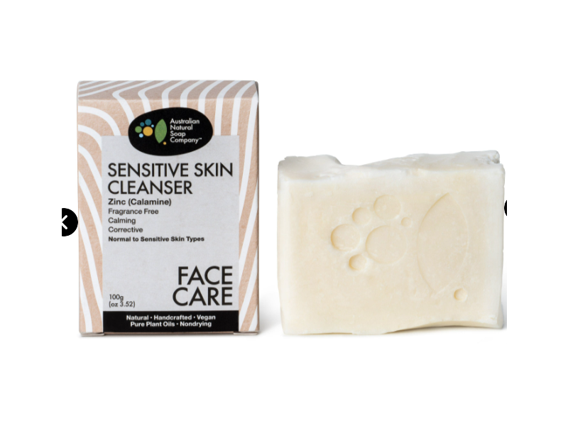Australian Natural Soap Sensitive Skin Face Cleanser, Zinc (Calamine), 3.52 oz/100 g