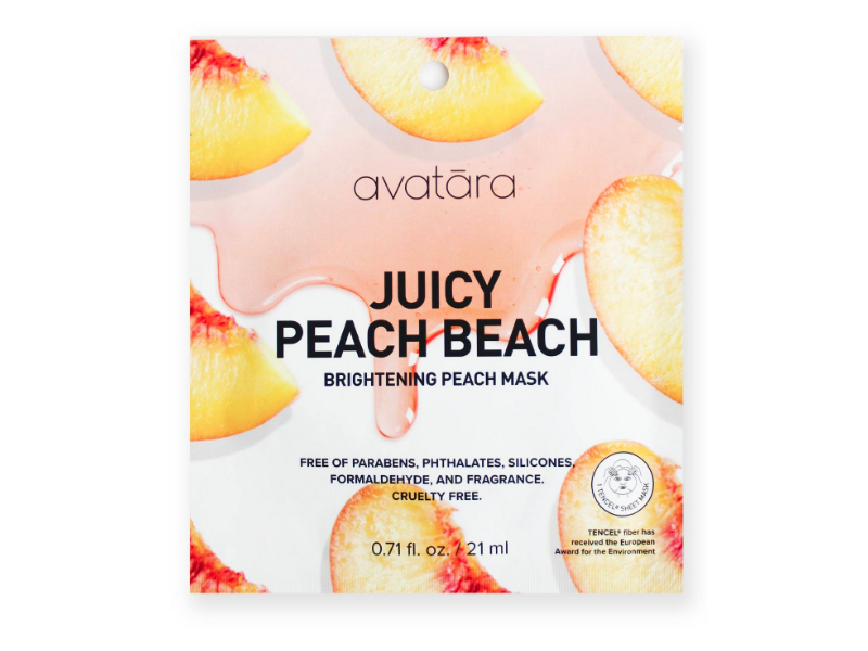 Avatara Brightening Peach Mask, Juicy Peach Beach, 0.71 fl oz/21 ml