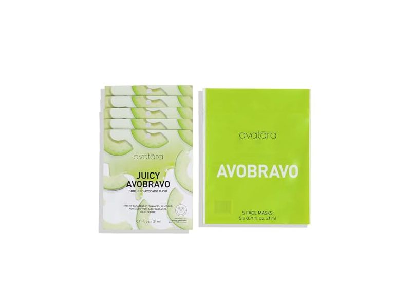 Avatara Juicy Avobravo Soothing Avocado Mask, 0.71 fl oz/21 mL, 5 Count