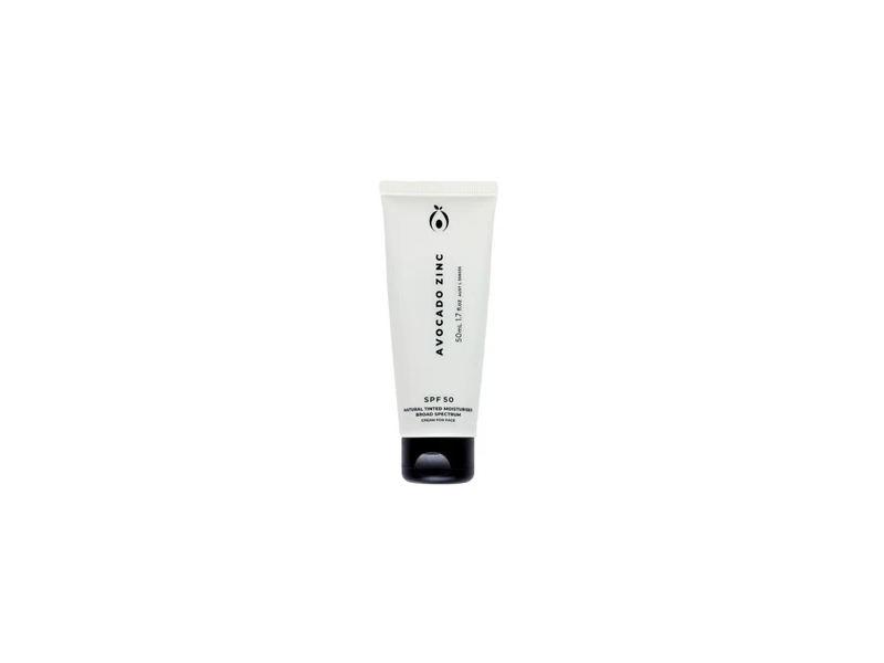 Avocado Zinc Natural Tinted Moisturiser, SPF 50, Light, 1.7 fl oz/50 mL