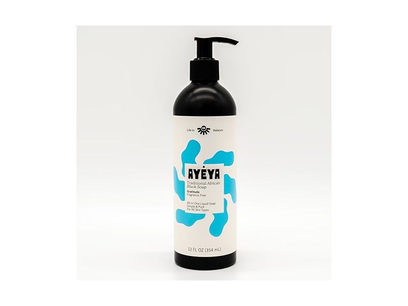 Ayeya Traditional African Black Liquid Soap, Gratitude, 12 fl oz/354 mL
