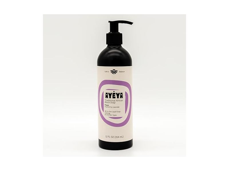 Ayeya Traditional African Black Liquid Soap, Peace, 12 fl oz/354 mL