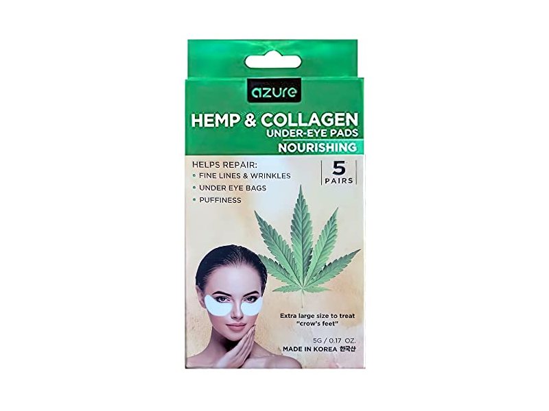 Azure Nourishing Under Eye Pads, Hemp & Collagen, 0.17 oz/5 g, 5 Pairs