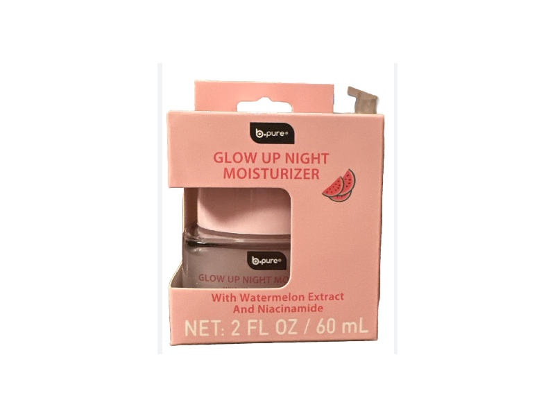 B.Pure Glow Up Night Moisturizer, Watermelon Extract & Niacinamide, 2 fl oz/60 mL
