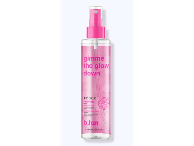 B.Tan Gimme The Glow Down Facial Tan Mist, Rosewater, Dark, 6.7 fl oz/190 mL