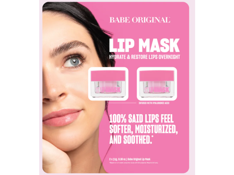 Babe Original Lip Mask, 0.38 oz/11g , Pack Of 2