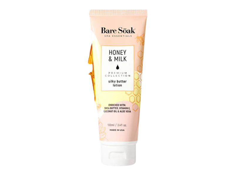 Bare Soak Silky Butter Lotion, Honey & Milk, 3.4 fl oz/100 mL