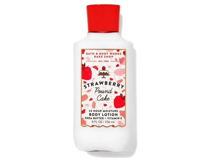 Bath & Body Works 24 Hour Moisture Body Lotion, Strawberry Pound Cake, 8 fl oz/236 mL