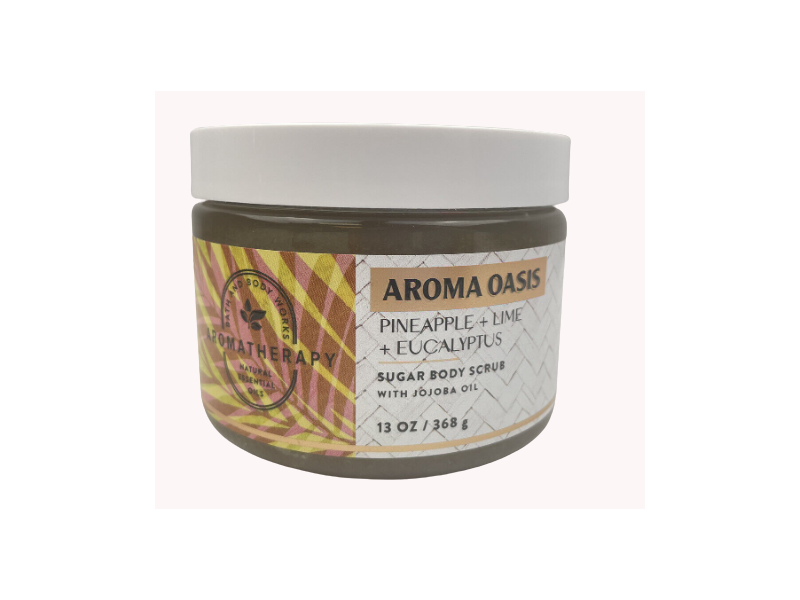 Bath & Body Works Aromatherapy Sugar Body Scrub, Aroma Oasis, Jojoba Oil, Pineapple + Lime + Eucalyptus, 13 oz/368 g