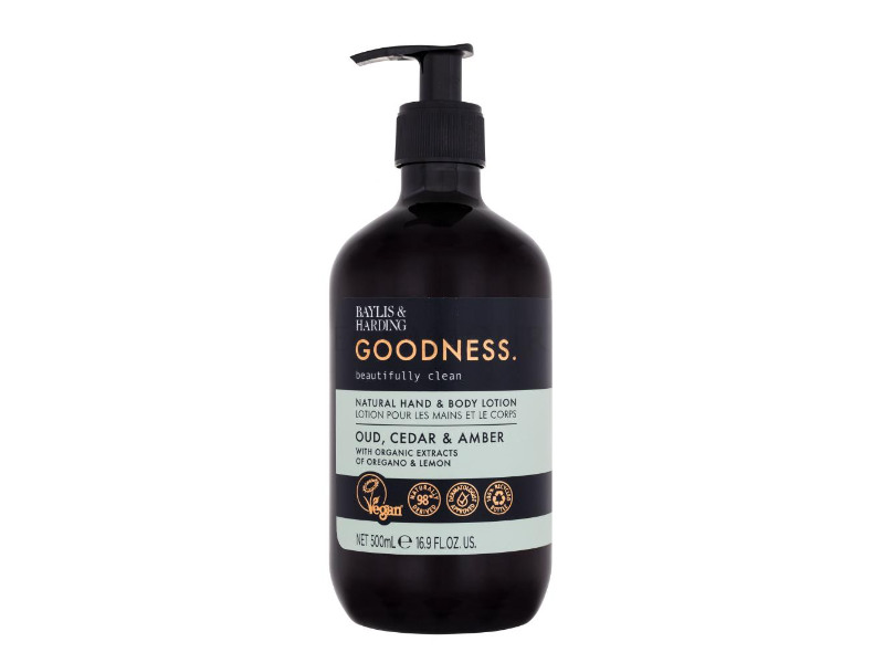Bayling & Hardling Goodness Natural Hand & Body Lotion, Oud + Cedar & Amber, 16.9 fl oz/500 mL, Pack OF 3