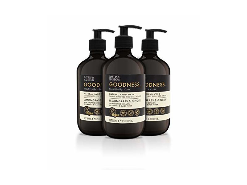 Baylis & Harding Goodness Hand Wash, Lemongrass & Ginger, 16.9 fl oz/500 ml, Pack of 3