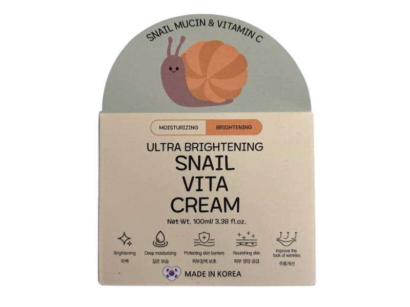 Beauadd Ultra Brightening Snail Vita Cream, Snail Mucin & Vitamin C, 3.38 fl oz/100 mL