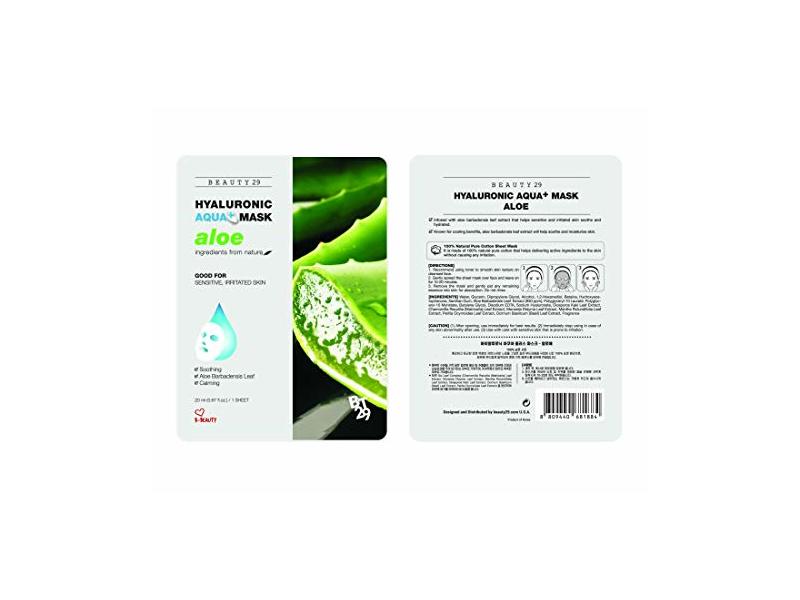 Beauty 29 Hyaluronic Aqua + Mask, Aloe, 0.67 fl oz/20 mL, 1 Count