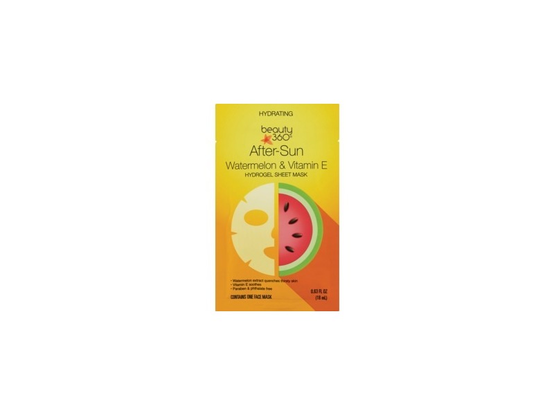 Beauty 360 After-Sun Watermelon & Vitamin E Hydrogel Sheet Mask, 0.63 fl oz