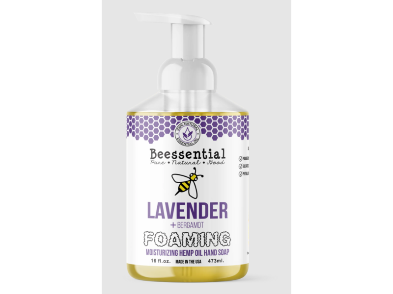 Beessential Foaming Moisturizing Castile Hand Soap, Lavender + Bergamot, 16 fl oz/473 mL