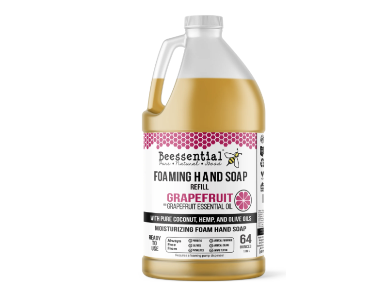 Beessential Moisturizing Foaming Hand Soap Refill, Grapefruit, 64 oz/1.89 L