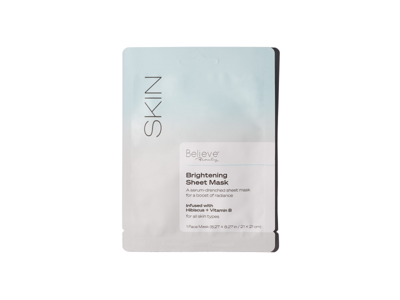 Believe Beauty Brightening Sheet Mask, Hibiscus + Vitamin B, 1 Count