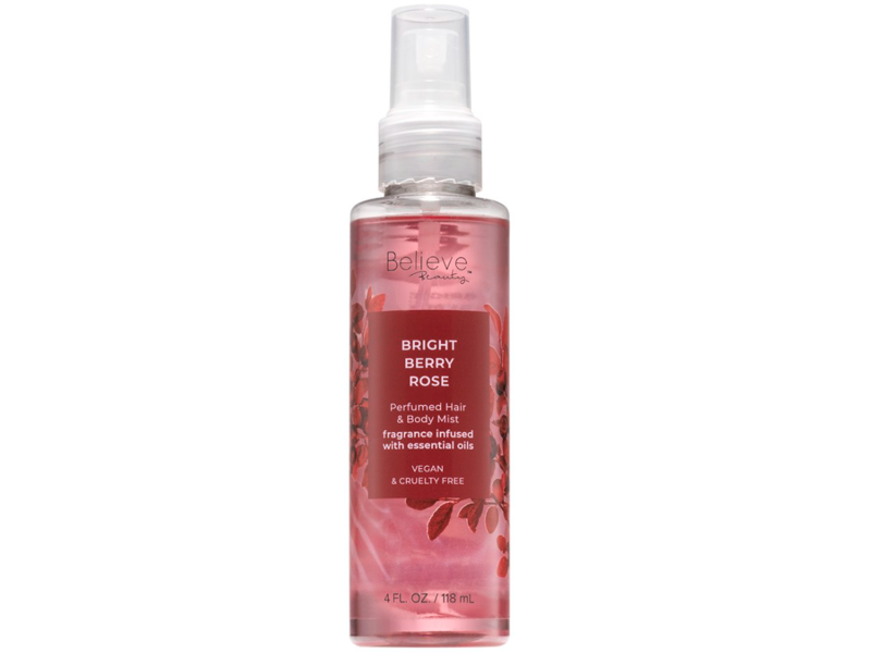 Believe Beauty Perfumed Hair & Body Mist, Bright Berry Rose, 4 fl oz/118 mL