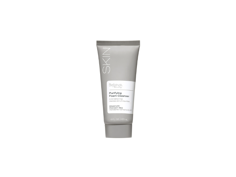Believe Beauty Skin Purifying Foam Cleanser, Charcoal + Aloe, 6 fl oz/177 mL