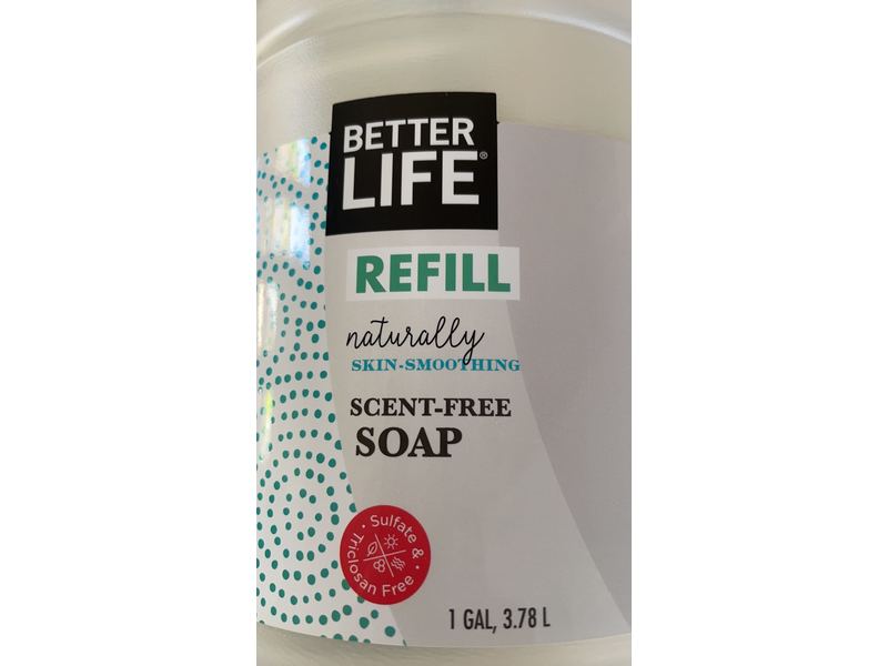 Better Life Naturally Skin-Smoothing Soap, Scent-Free, Refill, 3.78 L