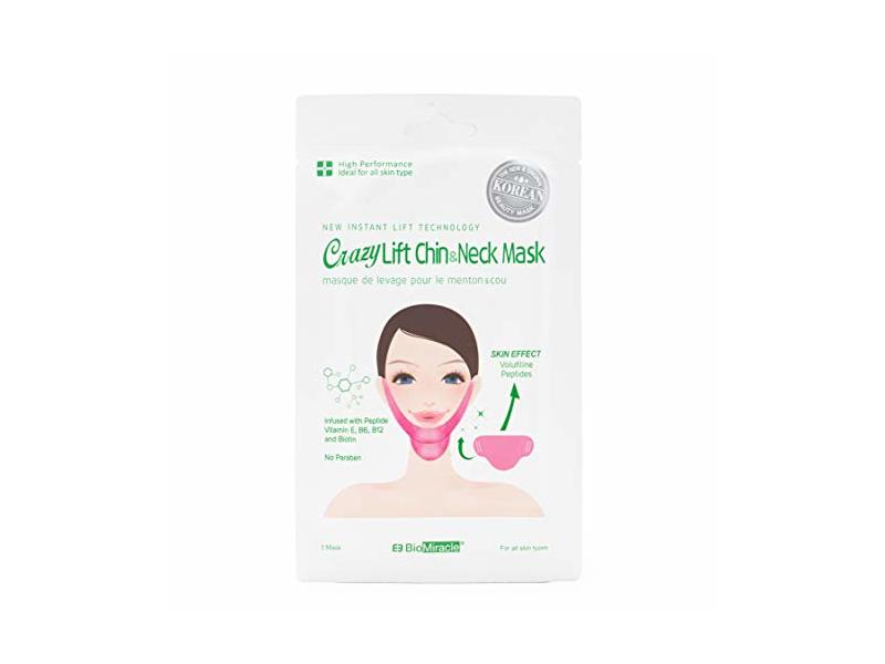 BioMiracle Crazy Lift Chin & Neck Mask, Peptide Vitamin E, B6, B12, Biotin, 1 Count
