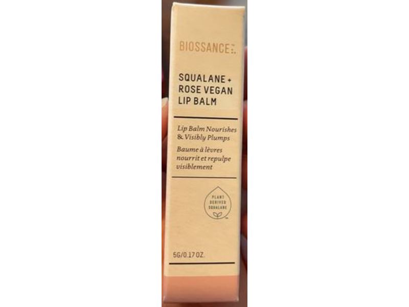 Biossance Lip Balm, Squalane + Rose Vegan, 0.17 oz/5 g