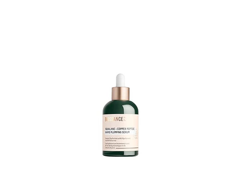 Biossance Squalane + Copper Peptide Rapid Plumping Serum Instant Hydration, Hyaluronic Acid & Paracress, 1.69 fl oz/50 mL