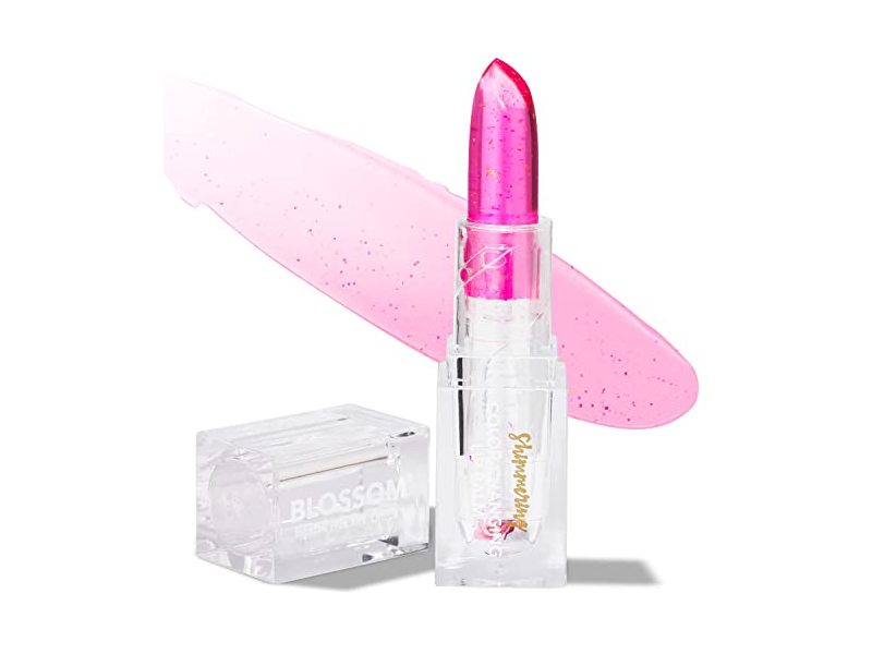 Blossom Shimmering Color-Changing Lip Balm, Electric Pink, 0.1 oz/3 g
